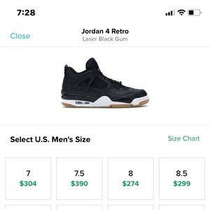 Jordan Retro 4 Laser black gum OG everything